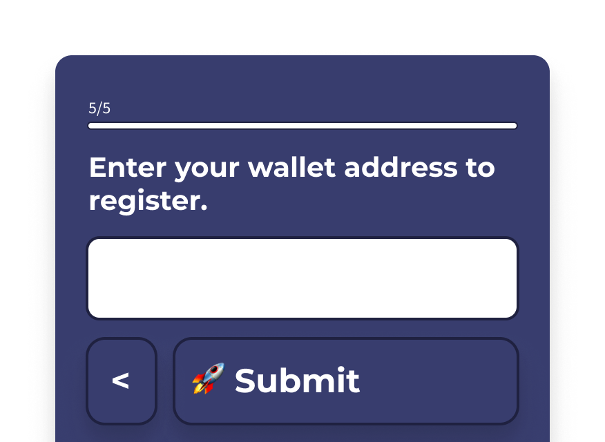 A survey asking people to enter their wallet address for a presale
